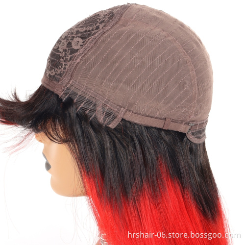 hot selling machine made 18" ombre human wig with bangs indian human hair